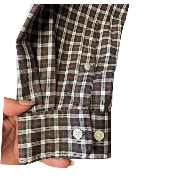 Eddie Bauer Classic Fit Wrinkle Resistant Brown Plaid Shirt Men's Size XL - Picture 5 of 10